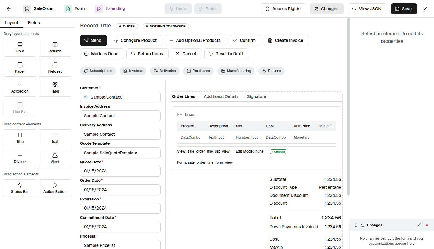 Fullfinity App Builder — designing a custom model, its screens and an automation