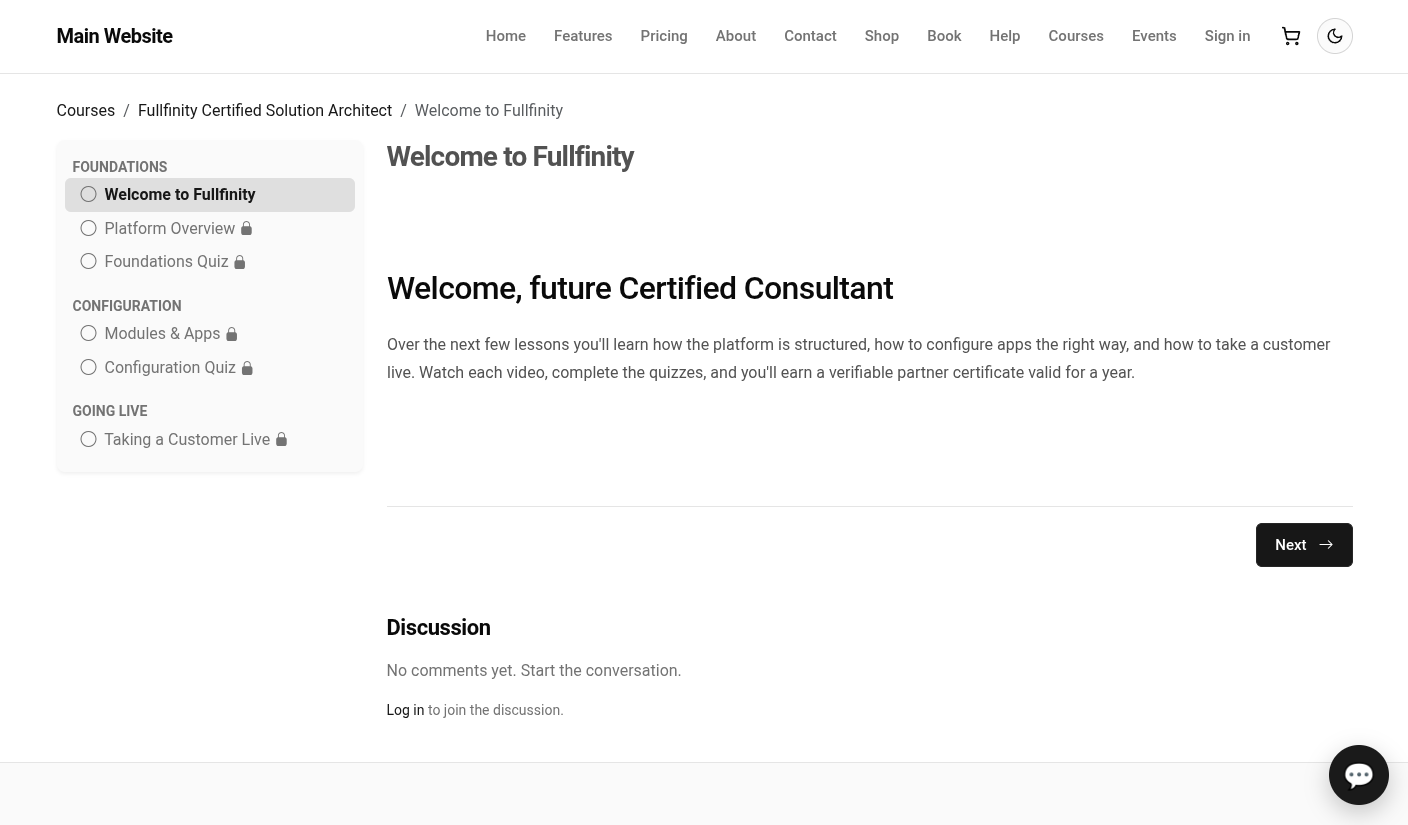 Fullfinity eLearning — courses, lessons and learner certification