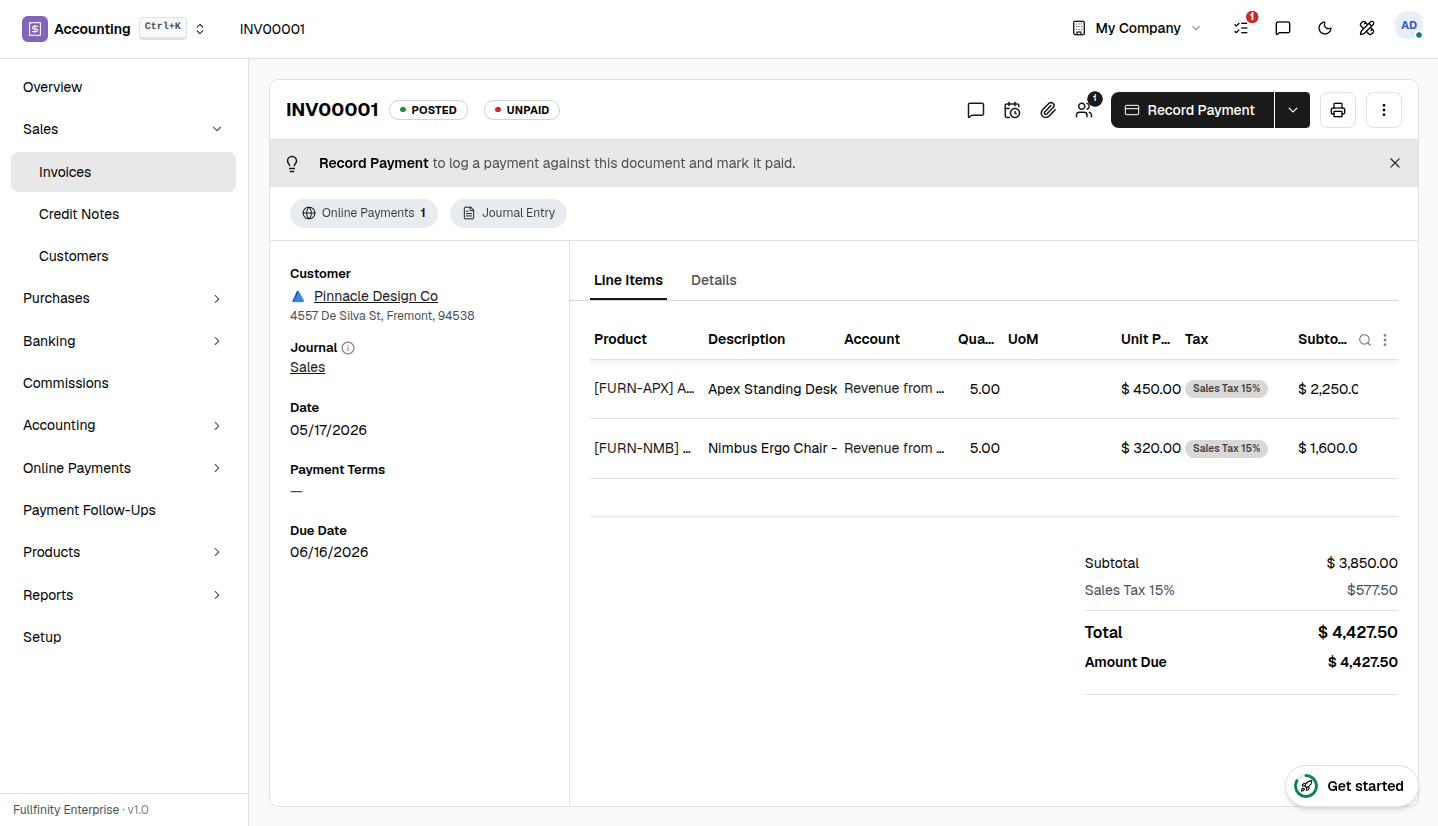Fullfinity — Invoices, live